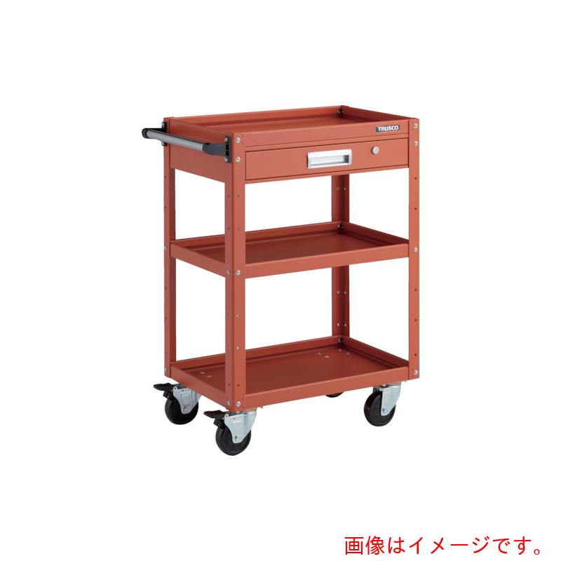トラスコ中山（TRUSCO）　TRUSCO　ツールワゴン　イーグルワゴン　６００Ｘ４００ＸＨ８８０　引出付　４輪自在　オレンジ　【品番：EGW-963VJ-OROR】