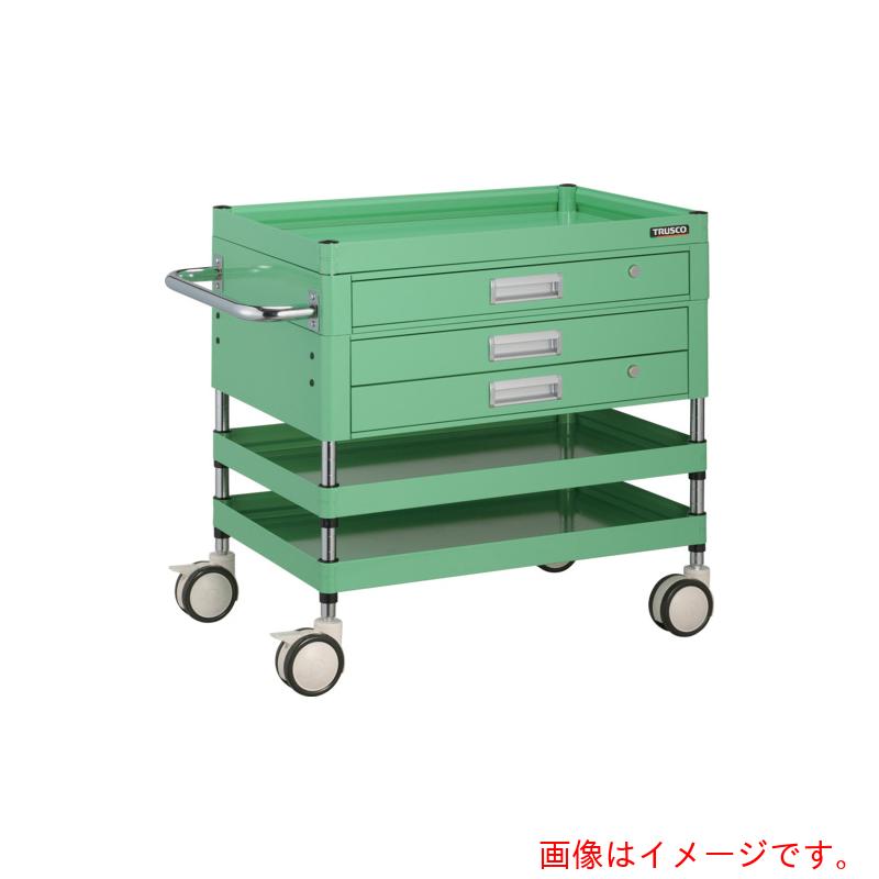 トラスコ中山（TRUSCO） TRUSCO 物の具手押し車 ファルコンワゴン７５０Ｘ５００ 引出付 予防医学拷問台 若い者緑であること色 【品番：FAW-773XZ-YG】