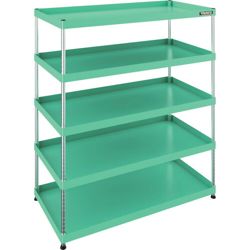 トラスコ中山（TRUSCO） TRUSCO フレックス仕合わせ １２００Ｘ６００ＸＨ１５００ ５段 若い衆緑であること 【品番：FLWB-R1055-YG】 物流・運搬器具-その他