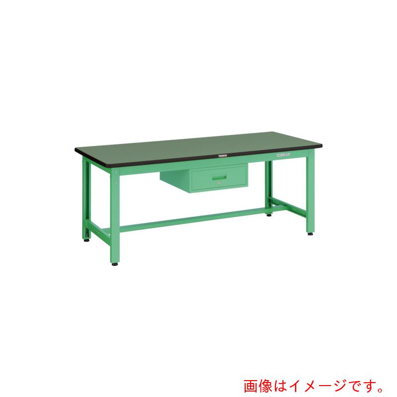 【別途送料あり】トラスコ中山（TRUSCO）　TRUSCO　中荷重作業台（８００ｋｇ）ＧＷ型　１５００Ｘ７５０ＸＨ７４０　１段引出付　ヤンググリーン色　【品番：GWR-1575F1 YG】｜住設プロ　店