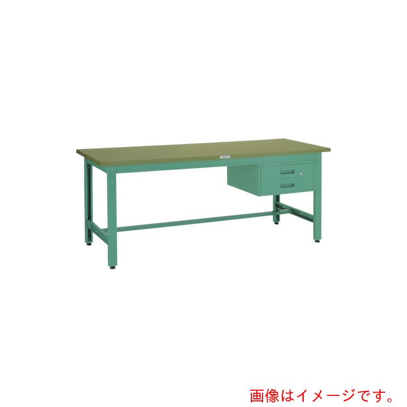 【別途送料あり】トラスコ中山（TRUSCO）　TRUSCO　中荷重作業台（８００ｋｇ）ＧＷ型　１８００Ｘ７５０ＸＨ７４０　２段引出付　グリーン色　【品番：GWR-1875F2】
