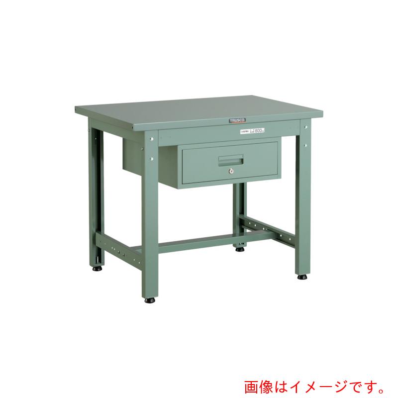 【別途送料あり】トラスコ中山（TRUSCO）　TRUSCO　中荷重作業台（８００ｋｇ）ＧＷ型　１２００Ｘ６００ＸＨ７４０　１段引出付　グリーン色　【品番：GWS-1260F1】