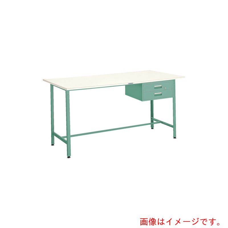 【別途送料あり】トラスコ中山(TRUSCO) TRUSCO 軽荷重立作業台(300kg)HAE型 1200X600XH900 2段引出付 グリーン色 【品番:HAE-1260F2】|住設プロ 店