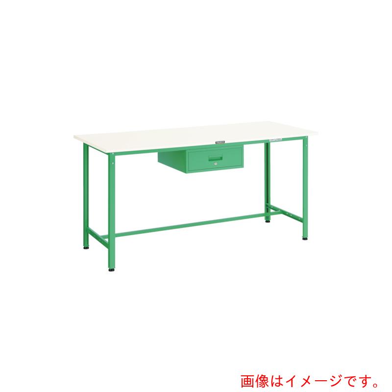 【別途送料あり】トラスコ中山（TRUSCO）　TRUSCO　軽荷重立作業台（３００ｋｇ）ＨＡＥ型　１５００Ｘ７５０ＸＨ９００　１段引出付　ヤンググリーン色　【品番：HAE-1500F1 YG】