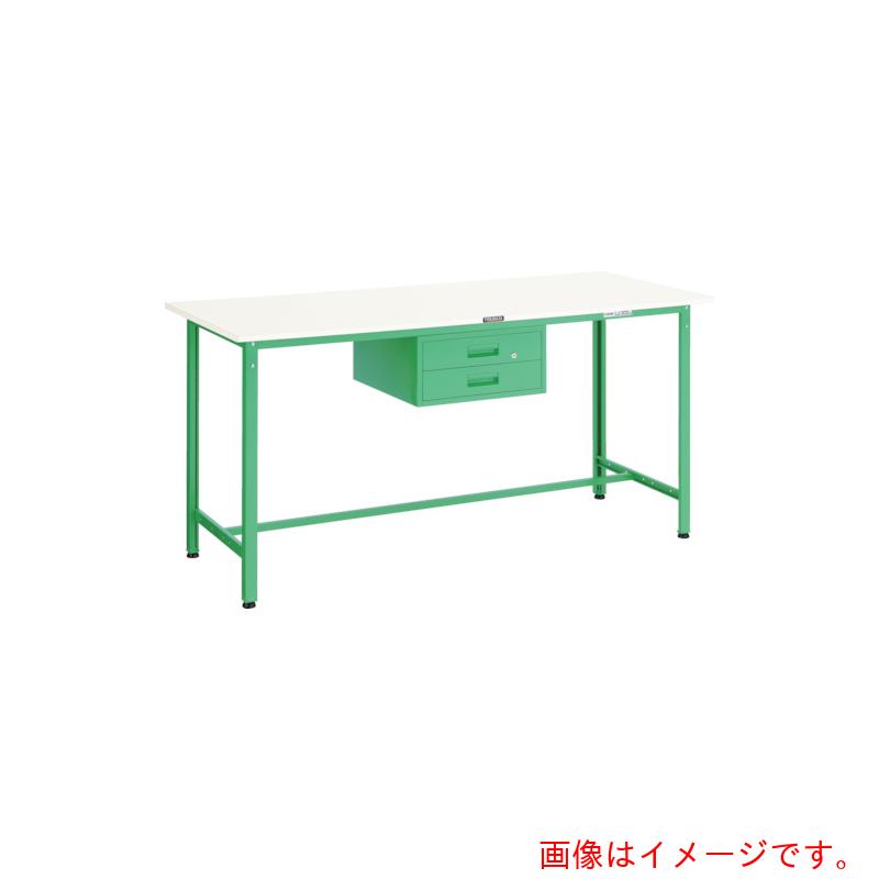 【別途送料あり】トラスコ中山（TRUSCO）　TRUSCO　軽荷重立作業台（３００ｋｇ）ＨＡＥ型　１５００Ｘ７５０ＸＨ９００　２段引出付　ヤンググリーン色　【品番：HAE-1500F2 YG】｜住設プロ　店