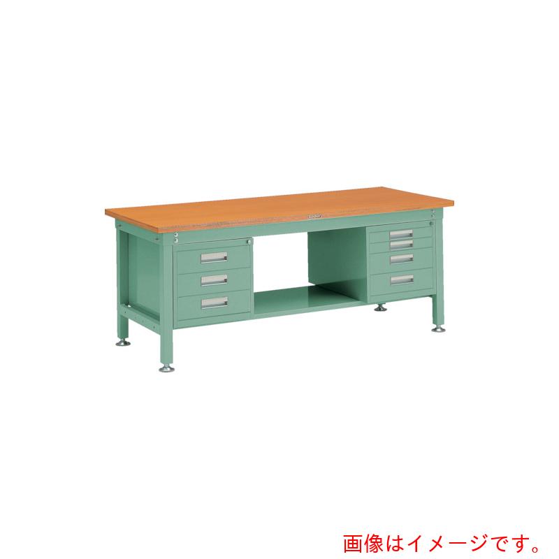 【別途貨物輸送あり】トラスコ中山（TRUSCO） TRUSCO 中掛け目御役目台（１２００ｋｇ）ＨＷ型 １２００Ｘ９００ＸＨ７４０ ３段・４段引出付 緑であること色 緑 【品番：HW-1209D3 D4】