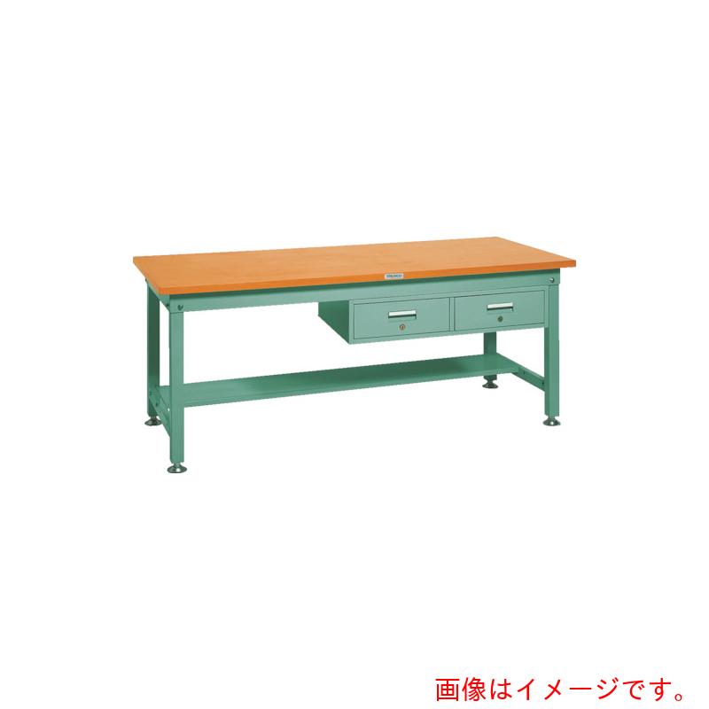 【別途送料あり】トラスコ中山（TRUSCO）　TRUSCO　中荷重作業台（１２００ｋｇ）ＨＷ型　１５００Ｘ７５０ＸＨ７４０　２列引出付　グリーン色　緑　【品番：HW-1500FL2】