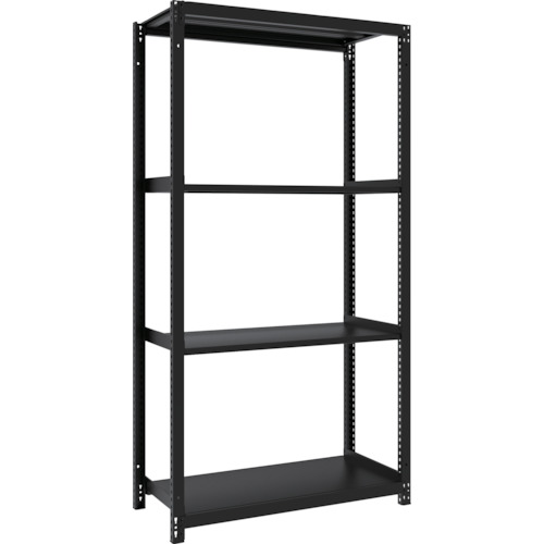 トラスコ中山（TRUSCO）　TRUSCO　スチールラック　Ｍ１型ボルトレス軽量棚９００Ｘ４２０ＸＨ１８００　４段　サテンブラック　【品番：M1-6344-SB】