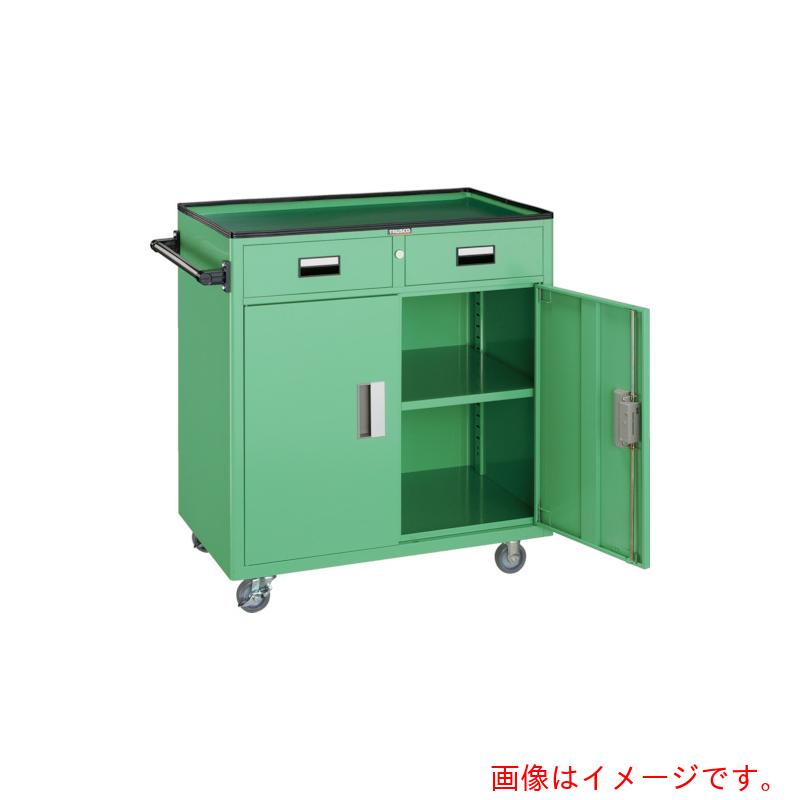【別途送料あり】トラスコ中山（TRUSCO） TRUSCO ツールワゴン ８００Ｘ５００ＸＨ８８０ 引出・扉付 ヤンググリーン 【品番：NTS-504N-YG】