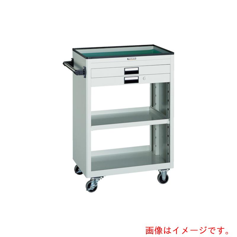 トラスコ中山（TRUSCO）　TRUSCO　ツールワゴン　６００Ｘ４００　浅型２引出付　ヤンググリーン　【品番：NTS-620-YG】