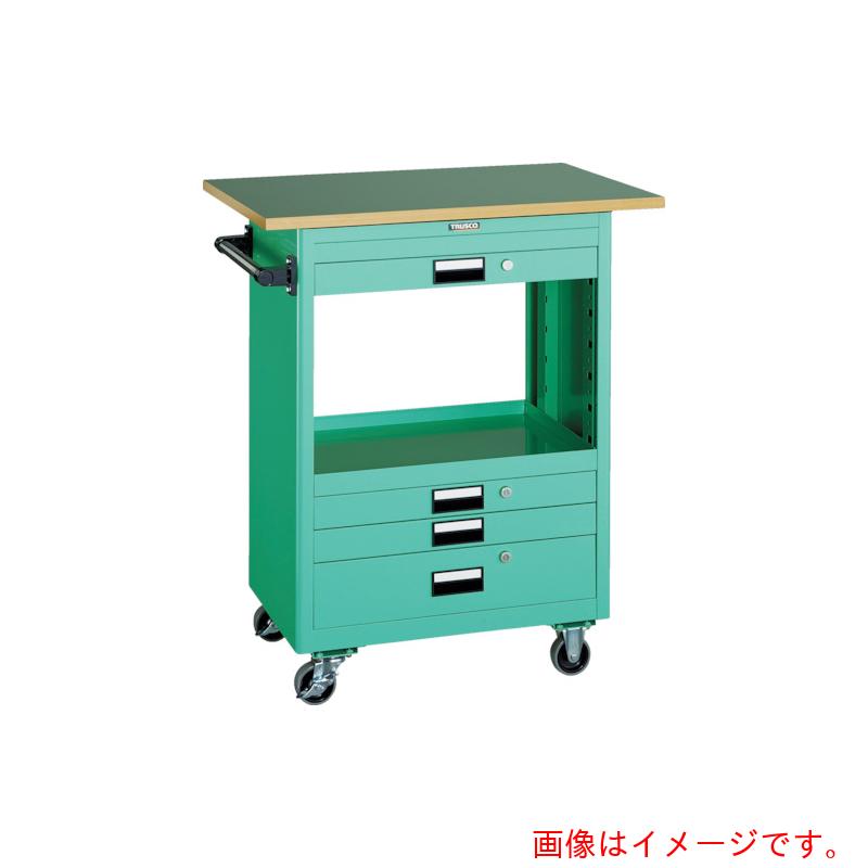 【別途送料あり】トラスコ中山（TRUSCO）　TRUSCO　スチール製ワゴン（溶接一体構造）　ツールワゴン　６００×４００×Ｈ８８０　浅３深１引出　天板付　ホワイト　【品番：NTS-631T-W】