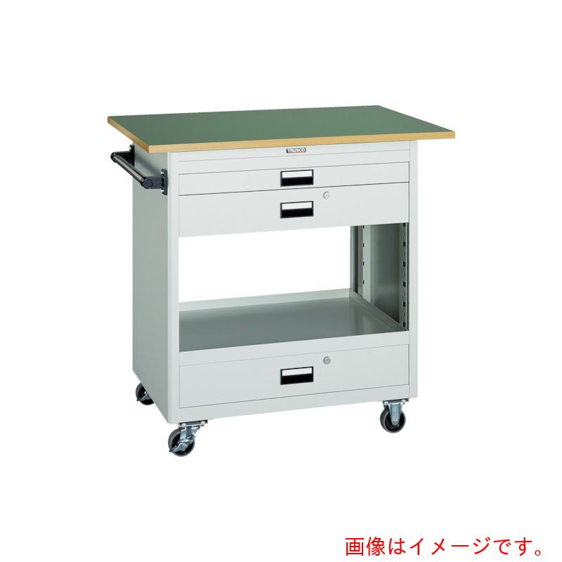 【別途貨物輸送あり】トラスコ中山（TRUSCO） TRUSCO スチール写真製手押し車（溶接原則として社会システム） 物の具手押し車 ７５０×５００×Ｈ８８０ 浅２深１抽き出し 天板付 若い者緑であること 【品番：NTS-712T-YG】