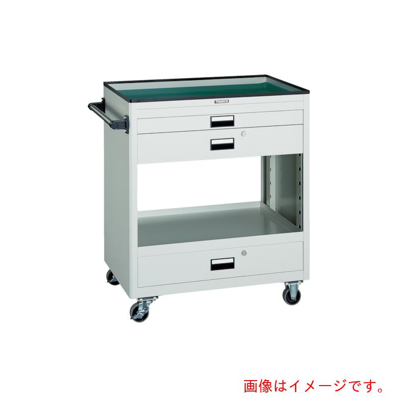 【別途送料あり】トラスコ中山（TRUSCO）　TRUSCO　ツールワゴン　７５０Ｘ５００　浅２深１引出付　ヤンググリーン　【品番：NTS-712-YG】
