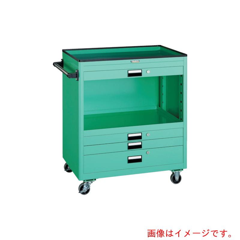 【別途貨物輸送あり】トラスコ中山（TRUSCO） TRUSCO 物の具手押し車 ７５０Ｘ５００ 浅３深１抽き出し 幕板付 白いこと 【品番：NTS-731P-W】
