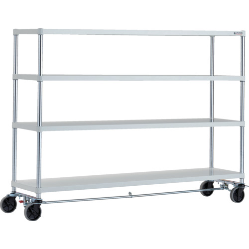 【別途送料あり】トラスコ中山（TRUSCO）　TRUSCO　スチールラック　フェニックスラック　１８００Ｘ４５０　４段　Ｕ車輪４輪Ｓ付　Ｗ色　抗菌粉体塗装　【品番：PER-4644-U125-B4-W】