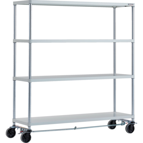 【別途送料あり】トラスコ中山（TRUSCO）　TRUSCO　スチールラック　フェニックスラック　１５００Ｘ４５０　４段　Ｕ車輪４輪Ｓ付　Ｗ色　抗菌粉体塗装　【品番：PER-5544-U125-B4-W】