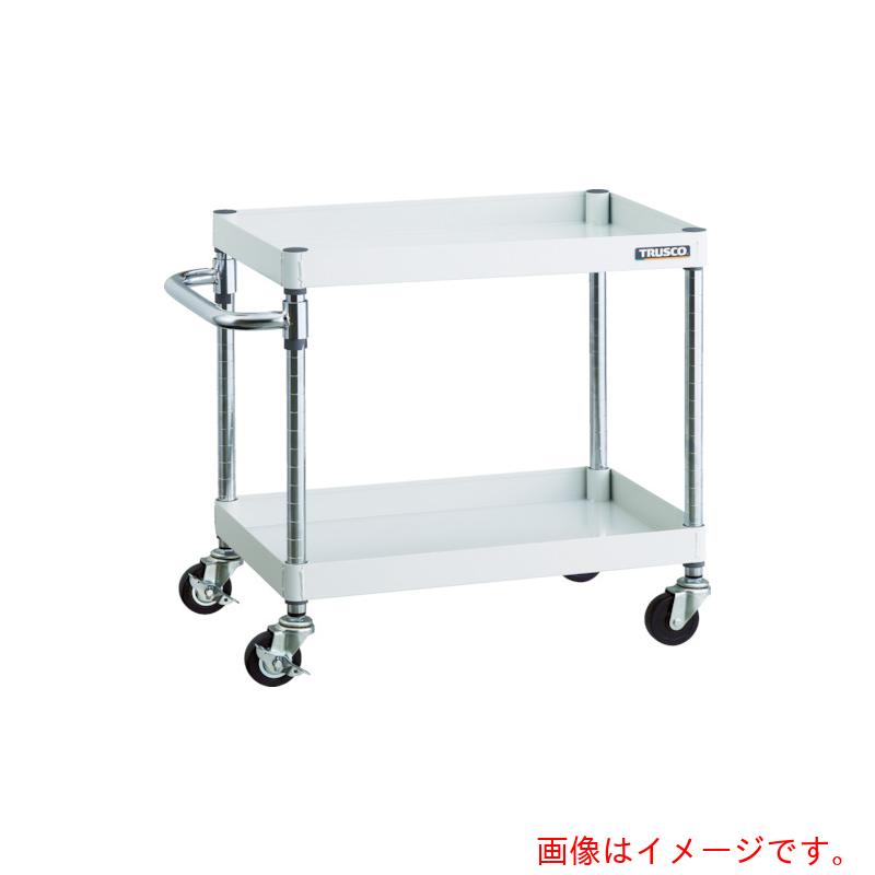 トラスコ中山（TRUSCO）　TRUSCO　ツールワゴン　フェニックスワゴン　　７５０Ｘ５００　２段　Φ７５ゴム車輪　ホワイト　【品番：PEW-672-G75-W】｜住設プロ　店
