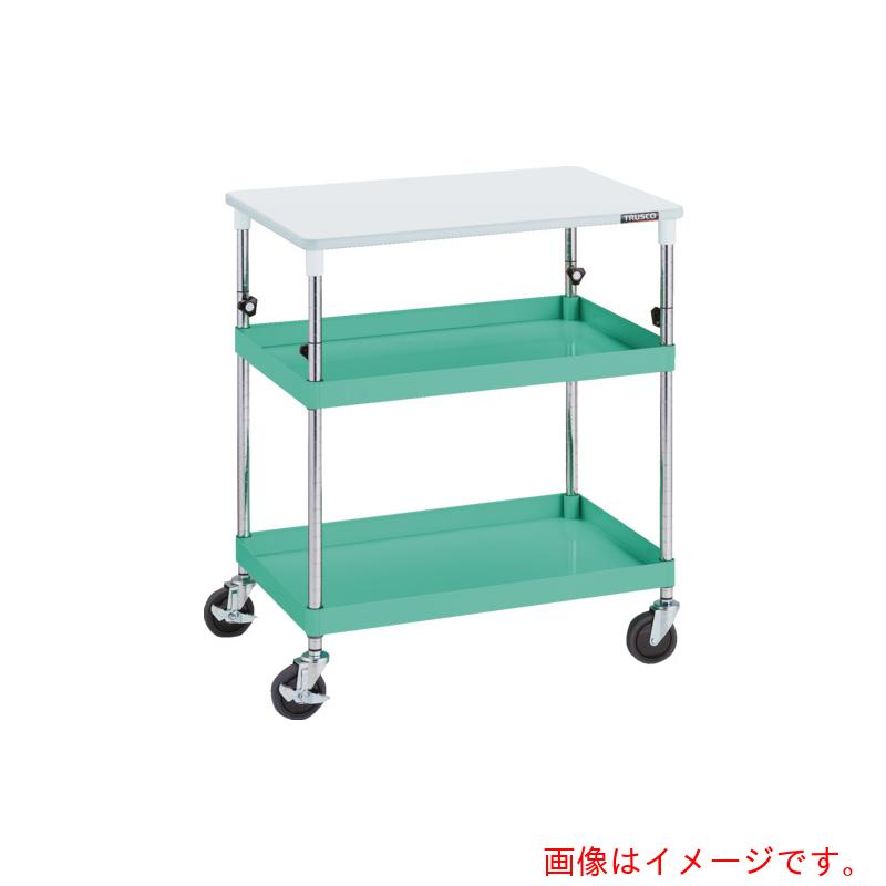 トラスコ中山(TRUSCO) TRUSCO ツールワゴン フェニックスワゴン 省音 600X400XH880~1130 天板付 ヤンググリーン 【品番:PEW-A962T-YG】|住設プロ 店