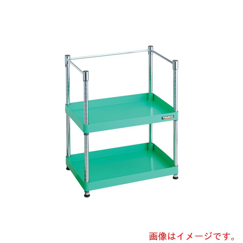 トラスコ中山（TRUSCO）　TRUSCO　スチールラック　フェニックスワゴンラック型　　抗菌７５０Ｘ５００　３方枠付　ヤンググリーン　【品番：PEW-R972K-YG】 21,283円