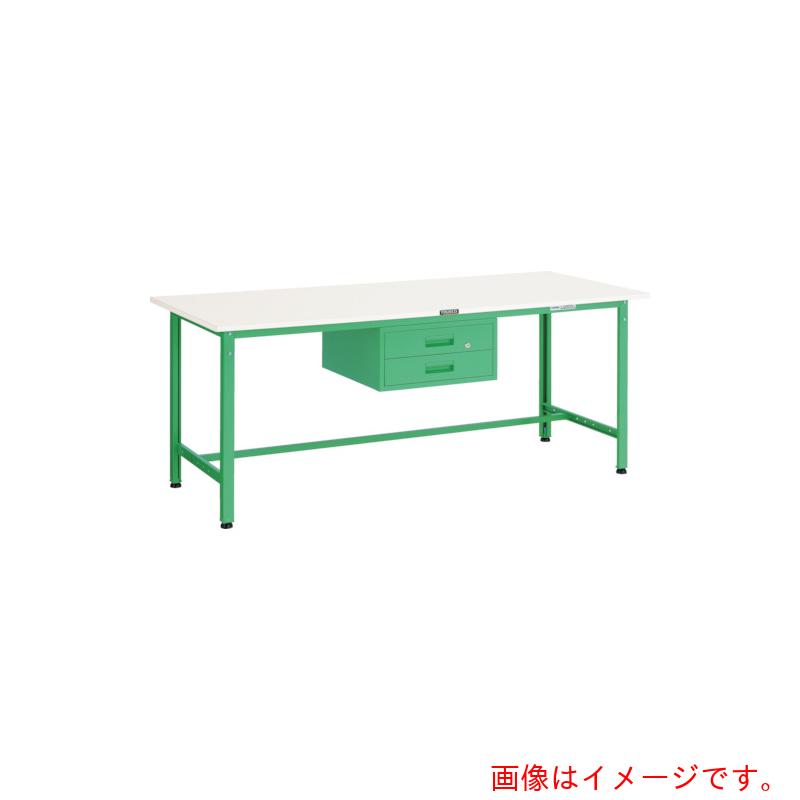 【別途送料あり】トラスコ中山（TRUSCO）　TRUSCO　軽荷重作業台（３００ｋｇ）ＡＥ型　１５００Ｘ７５０ＸＨ７４０　２段引出付　ヤンググリーン色　【品番：RAE-1500F2 YG】