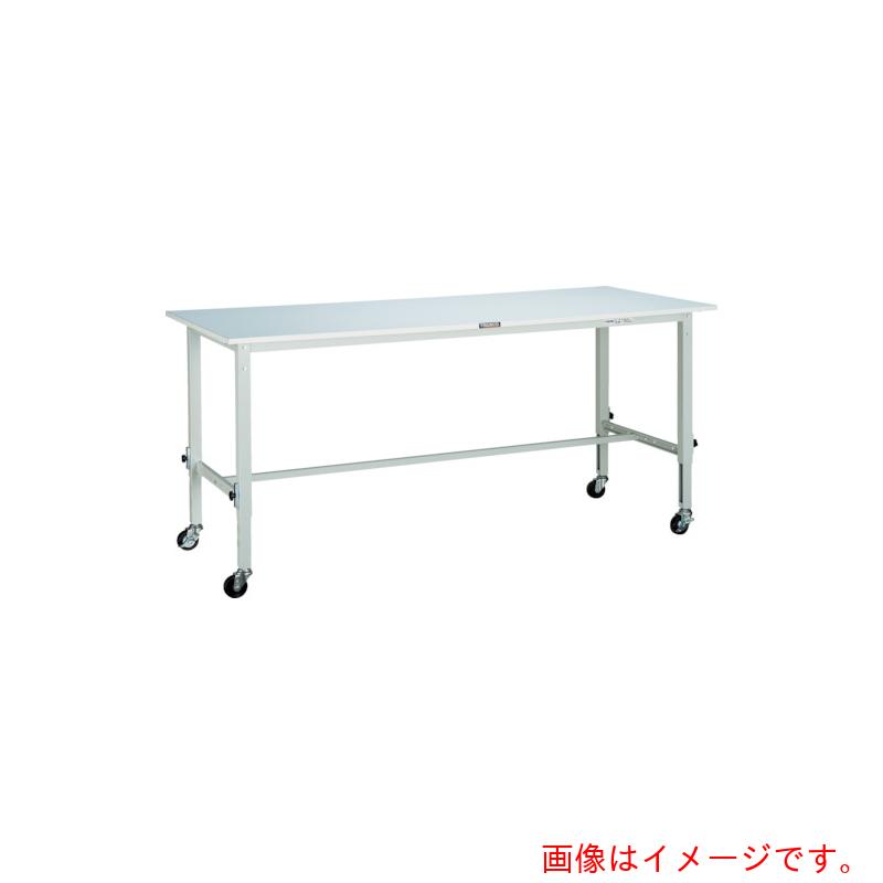 トラスコ中山（TRUSCO） TRUSCO 軽荷重作業台高さ調節式（８０ｋｇ）ＡＥＭ型 ９００Ｘ６００ＸＨ７１８～１０１８ φ７５キャスター付 ホワイト色 【品番：RAEM-0960C75W】