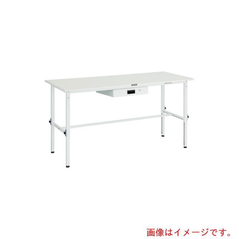 【別途貨物輸送あり】トラスコ中山（TRUSCO） TRUSCO 軽掛け目やり方台高さ合わせる式（１５０ｋｇ）ＡＥＭ型 １８００Ｘ７５０ＸＨ６５０～９５０ 薄型１段引出付 白いこと色 【品番：RAEM-1800UDK1 W】