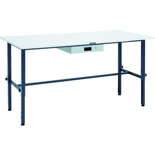【別途送料あり】トラスコ中山（TRUSCO）　TRUSCO　軽荷重作業台高さ調節式（１５０ｋｇ）ＡＥＭ型　１８００×９００ＸＨ６５０～９５０　薄型１段引出付　ダークグレー色　【品番：RAEM-1809UDK1 DG】