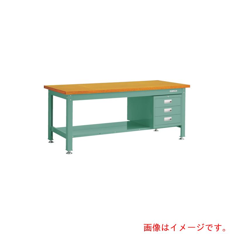 【別途貨物輸送あり】トラスコ中山（TRUSCO） TRUSCO 中掛け目御役目台（２０００ｋｇ）ＤＷ型 １８００Ｘ９００ＸＨ７４０ ３段引出付 緑であること色 【品番：RDW-1809D3】