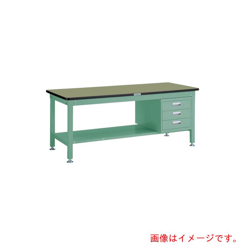 【別途送料あり】トラスコ中山（TRUSCO）　TRUSCO　中荷重作業台（１２００ｋｇ）ＨＷ型　１２００Ｘ９００ＸＨ７４０　３段引出付　グリーン色　緑　【品番：RHW-1209D3】