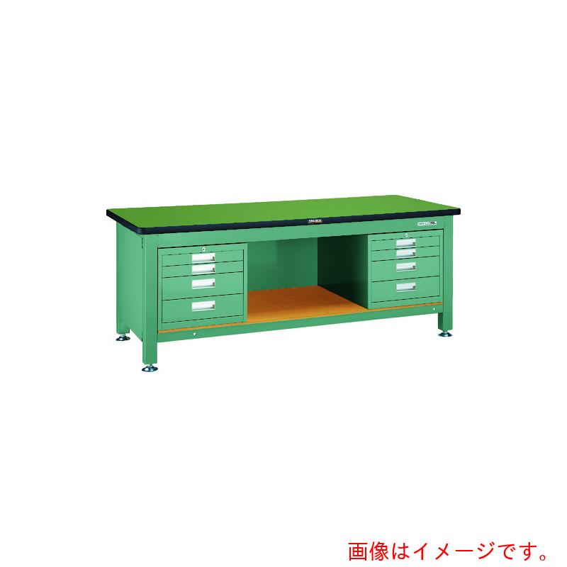 【別途貨物輸送あり】トラスコ中山（TRUSCO） TRUSCO 重掛け目やり方台（３０００ｋｇ）ＴＷＺ型 １８００Ｘ９００ＸＨ７４０ ４段抽き出しＸ２付 緑であること色 【品番：RTWZ-1809D4D4】