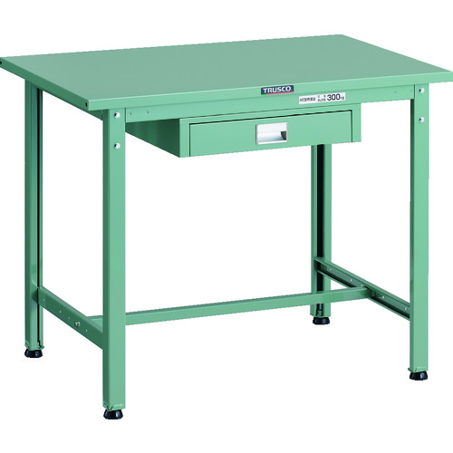 トラスコ中山(TRUSCO) TRUSCO 軽荷重作業台(300kg)AE型 900X600XH740 薄型1段引出し付 グリーン色 【品番:SAE-0960UDC1】
