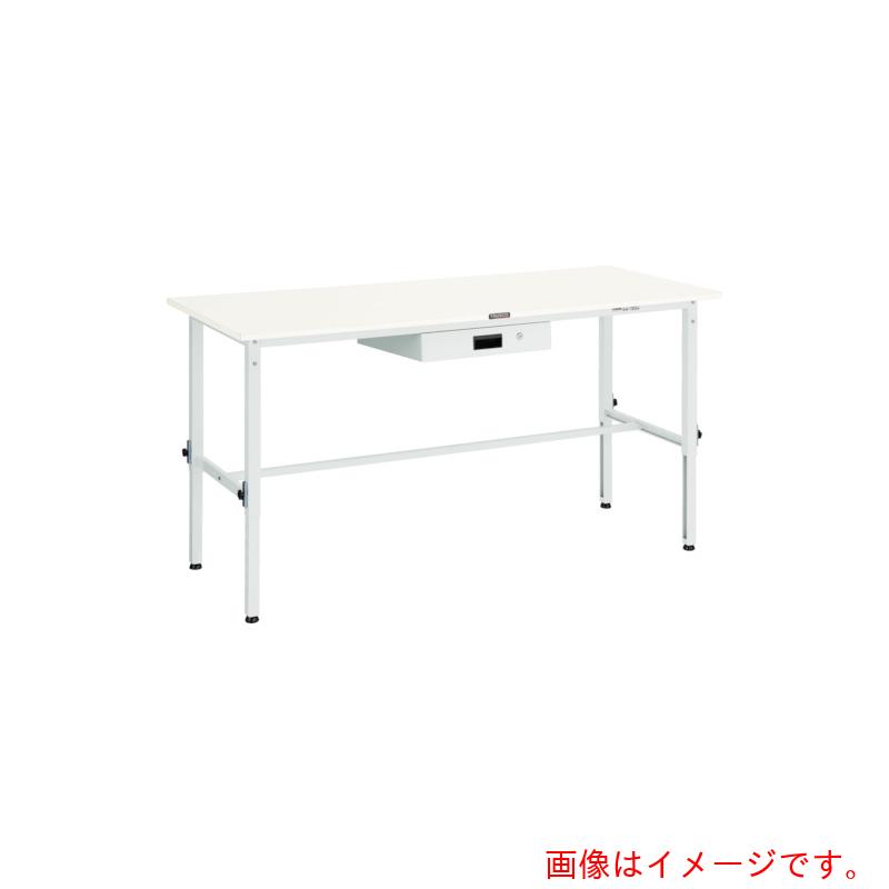 【別途送料あり】トラスコ中山（TRUSCO）　TRUSCO　軽荷重作業台高さ調節式（１５０ｋｇ）ＡＥＭ型　１２００Ｘ７５０ＸＨ６５０～９５０　薄型１段引出付　ホワイト色　【品番：SAEM-1200UDK1 W】