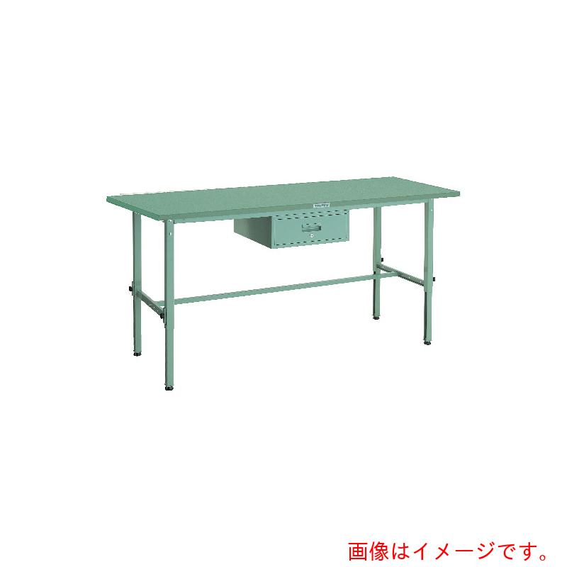 【別途貨物輸送あり】トラスコ中山（TRUSCO） TRUSCO 軽掛け目御役目台高さ自然調整式（１５０ｋｇ）ＡＥＭ型 １８００Ｘ６００ＸＨ６５０～９５０ １段引出付 緑であること色 【品番：SAEM-1860F1】