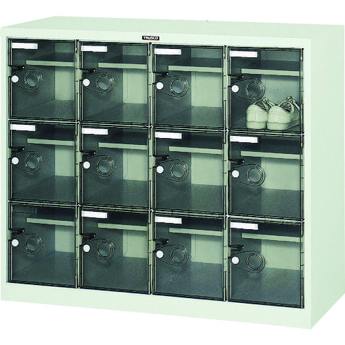 【別途貨物輸送あり】トラスコ中山（TRUSCO） TRUSCO シューズ入れもの １２人用 １０５０×３８０×Ｈ８８０ 棚付 澄み切った 【品番：SC-12WPC】