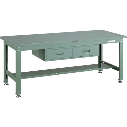 【別途送料あり】トラスコ中山（TRUSCO）　TRUSCO　中荷重作業台（１２００ｋｇ）ＨＷ型　１８００Ｘ７５０ＸＨ７４０　２列引出付　グリーン色　緑　【品番：SHW-1800FL2】