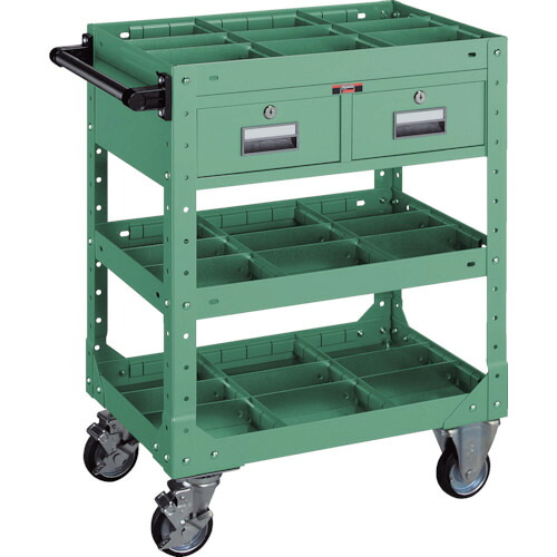 トラスコ中山(TRUSCO) TRUSCO SR型ワゴン 600X400XH795 引出・仕切板付 緑 【品番:SR-FP3】|住設プロ 店