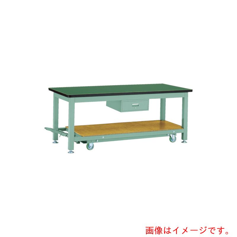 【別途送料あり】トラスコ中山（TRUSCO）　TRUSCO　重荷重作業台移動式（３０００ｋｇ）ＴＷＣ型　１８００Ｘ９００ＸＨ７４０　１段引出付　グリーン色　【品番：STWC-1809F1】