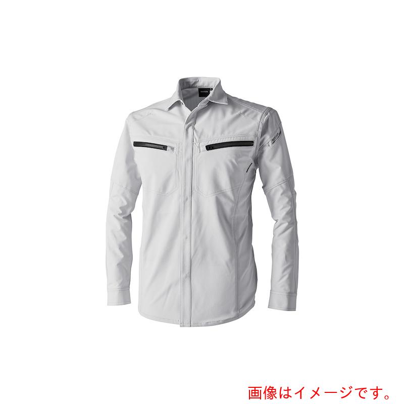 ★TS DESIGN　ＴＳエコダブルライトクロスロングスリーブシャツ　ＬＬ　シルバーグレー　【品番：5605 LL 25】