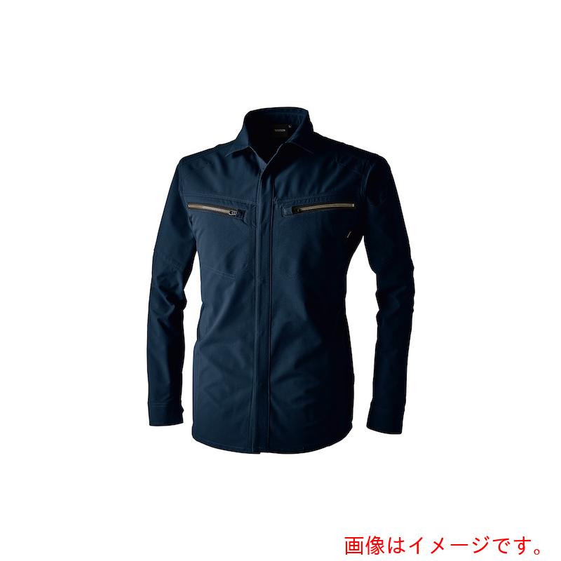 ★TS DESIGN　ＴＳエコダブルライトクロスロングスリーブシャツ　Ｓ　ネイビー　【品番：5605 S 45】
