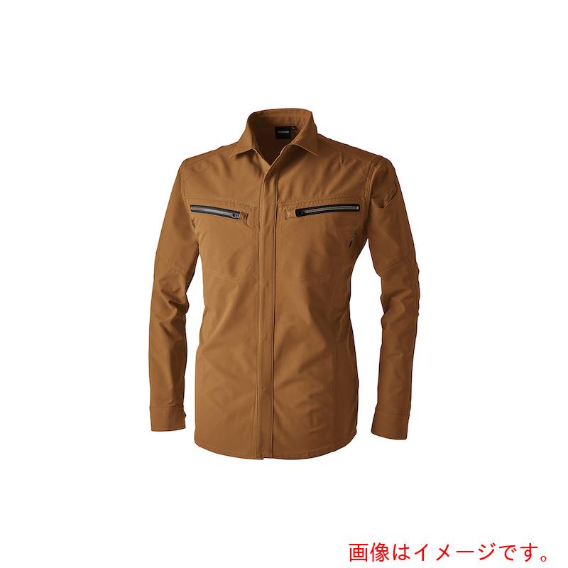 ★TS DESIGN　ＴＳエコダブルライトクロスロングスリーブシャツ　Ｓ　キャメル　【品番：5605 S 65】
