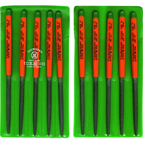 ツボサン（TSUBOSAN）　組ヤスリ　１０本組　楕円　中目　【品番：DE010-02】｜住設プロ　店