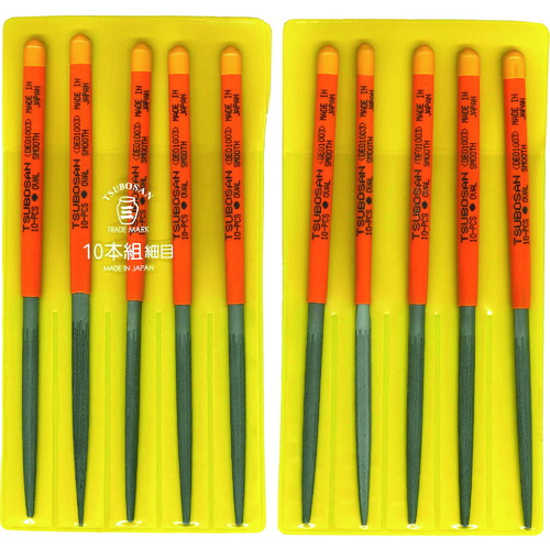 ツボサン（TSUBOSAN） 組ヤスリ １０本組 楕円 細目 【品番：DE010-03】
