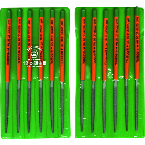 ツボサン（TSUBOSAN）　組ヤスリ　１２本組　楕円　中目　【品番：DE012-02】