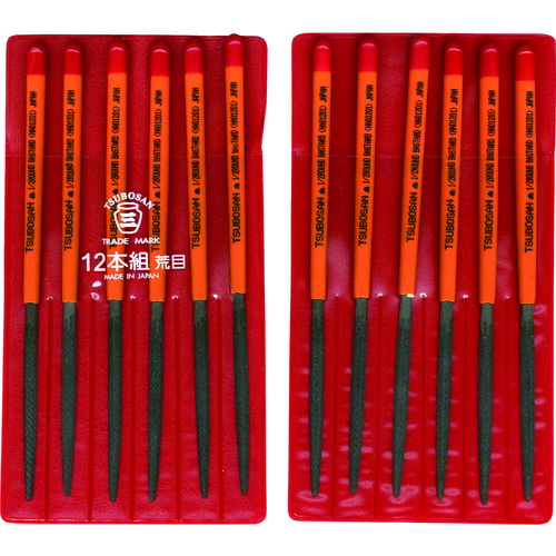 ツボサン（TSUBOSAN） 組ヤスリ １２本組 半丸 荒目 【品番：HA012-01】
