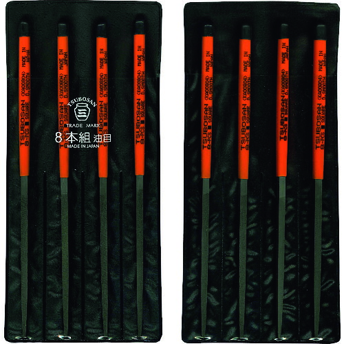 ツボサン（TSUBOSAN） 組ヤスリ ８本組 角 油目 【品番：KA008-04】