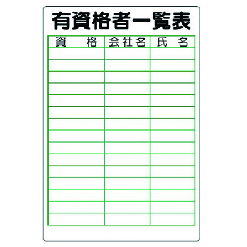 ユニット(UNIT) 有資格者一覧表 【品番:355-16】