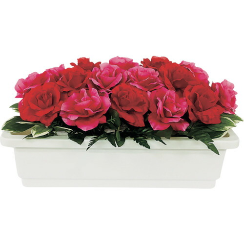★【製造業者直送】社会的単位（UNIT） 造花プランター 白 薔薇（赤・サクラ色） 【品番：935-011】