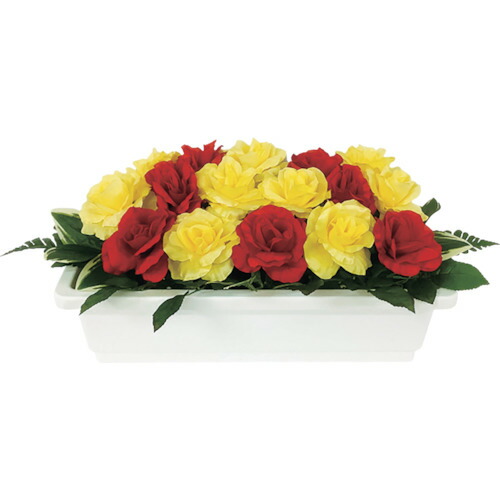 ★【製造業者直送】社会的単位（UNIT） 造花プランター 白 薔薇（赤・黄） 【品番：935-021】