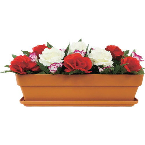 ★【製造業者直送】社会的単位（UNIT） 造花プランター 茶 薔薇 【品番：935-201】