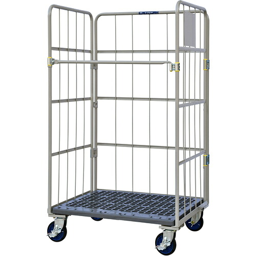 【別途送料あり】ワコーパレット　床板プラスチック製カゴ車　１０００ｘ８００ｘ１７００　【品番：WKP-1080】